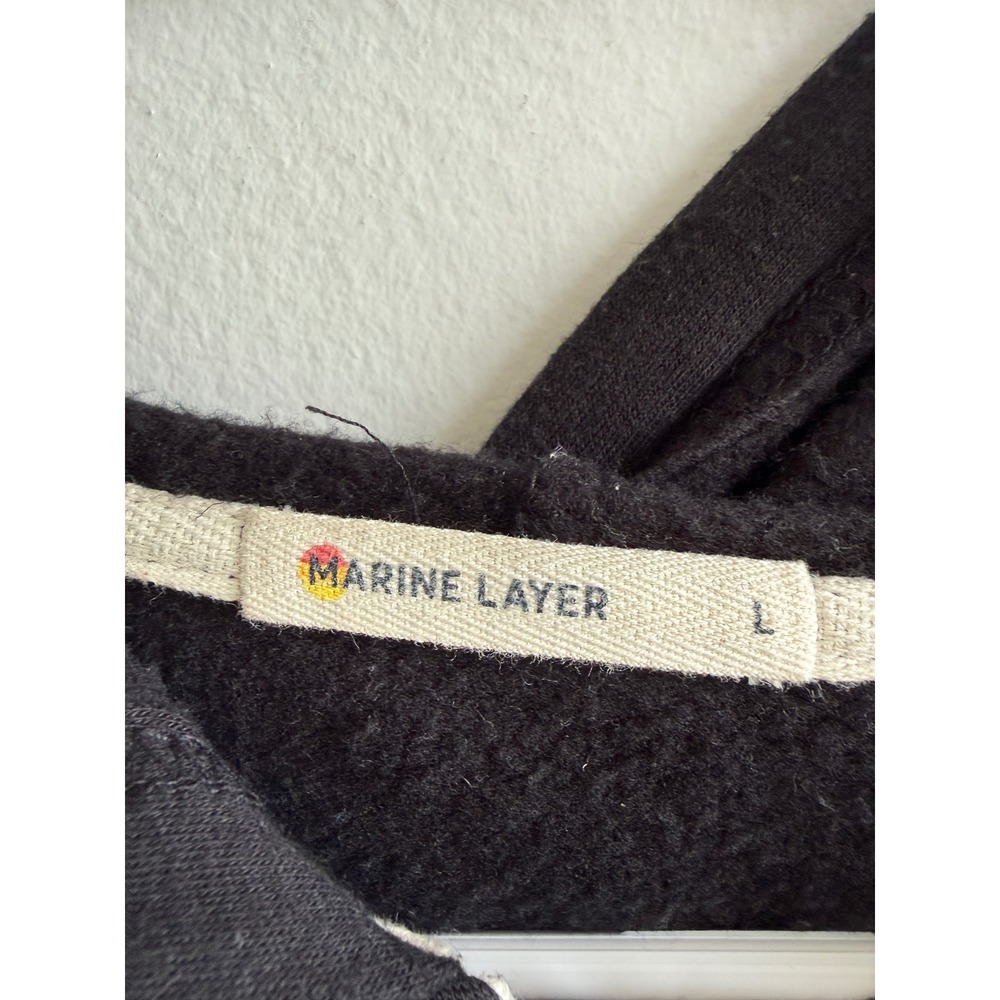 Marine Layer Womens Black Cotton Modal Zip Up Hoodie Goats Group Large LHZR-BL2 - Picture 4 of 8